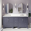 Madison 72" Double Bathroom Vanity, Marine Gray, Carrara Marble