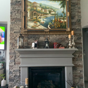 Kenai Stacked Stone Fireplace Accent Wall
