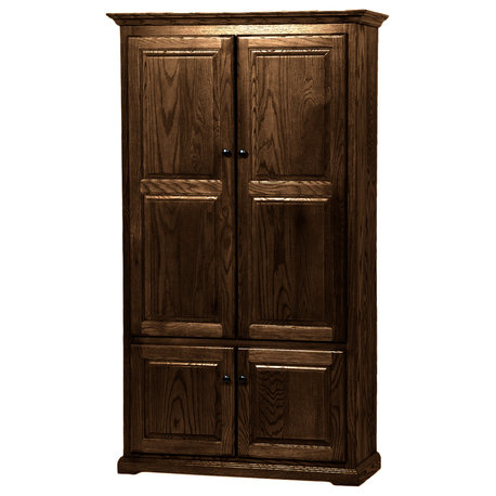 Extra Wide Oak Kitchen Pantry, Dark Oak