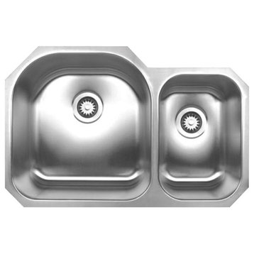 Whitehaus WHNDBU3120 Double Bowl Undermount Sink - Brushed Stainless Steel