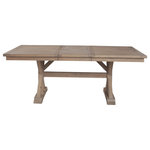Alpine Furniture - Arlo Dining Table - Bring some rustic flavor to your dining room with the Arlo Extension Dining Table. Finished in a gorgeous natural (brown) color, and made from solid pine and veneer, the sleek design features the natural beauty of the wood grain. Sturdy trestle X base design provide stability and show the hand-crafted look of the table. Comes with a 18" removeable leaf expanding the table from 60" to 78" Wide. Coordinates with other pieces from the Alpine Furniture Arlo dining group sold separately.