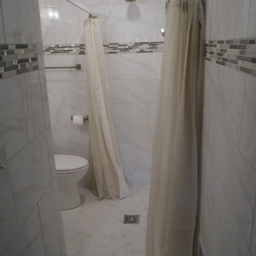 Full bath from half bath wet room