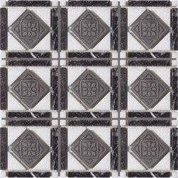 Nero Marquina White Thassos Marble Deco Insert - Home Decor