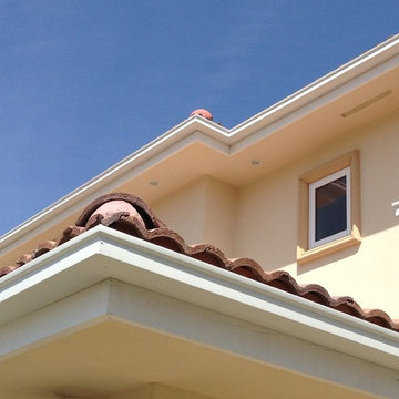 Box Gutters on Custom Home with Tile Roof, Walnut California