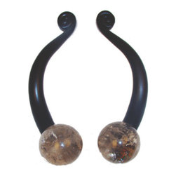 Myterra Gemstone Hardware - Gemstone 4" Cabinet Pull, Brazilian Smokey Quartz Sphere - Cabinet And Drawer Handle Pulls