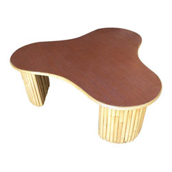 Large Amoeba Rattan Coffee Table with Formica Top - Coffee Tables