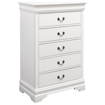 Bowery Hill 5 Drawer Chest in White and Antique Bronze