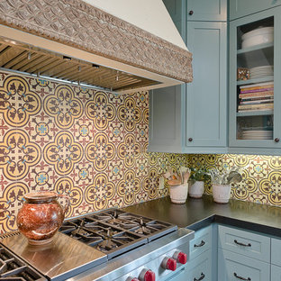 75 Beautiful Rustic Kitchen With Turquoise Cabinets Pictures Ideas August 2020 Houzz