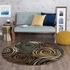 Joelle Contemporary Abstract Brown Round Area Rug, 5' Round