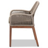 Ronnell Gray Woven Rope Mahogany Dining Arm Chair