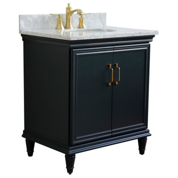 31" Single Vanity, Dark Gray Finish With White Carrara And Oval Sink