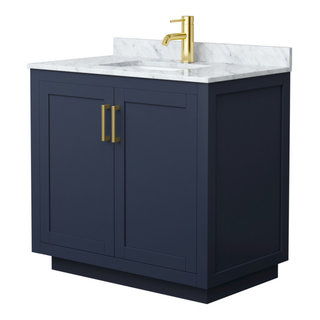 36" Single Bathroom Vanity Dark Blue - Contemporary - Bathroom Vanities And Sink Consoles - by ...