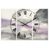 Watercolor Minimal Purple Tones I Farmhouse 3 Panels Metal Clock