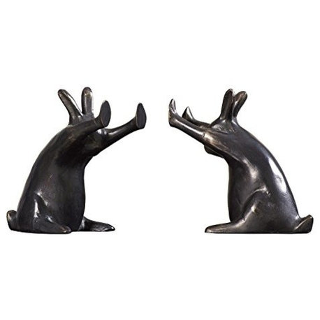 Rabbit Pushing Books Bookends