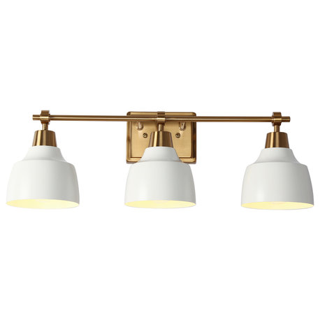 LNC 3-Light Gold & White Modern Dome Bathroom Vanity Light