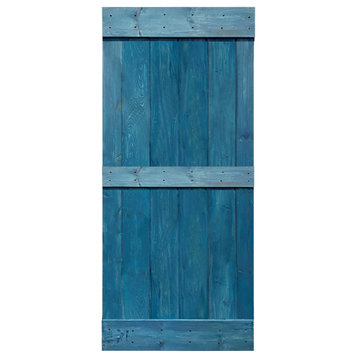 TMS Pine Wood Interior Sliding Barn Door, Ocean Blue, 38"x84", Mid-Bar
