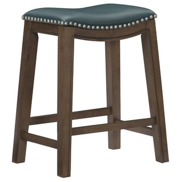 Lexicon Ordway 24" Faux Leather Saddle Counter Stool in Green