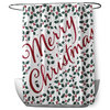 70"Wx73"L Merry Christmas With Holly Shower Curtain, Christmas Green