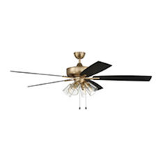 Craftmade Super Pro 60" Fan WithBlades, 4 Light Kit, Brass/Clear