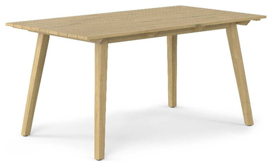 Kona 65 inch Wide Contemporary Outdoor Dining Table in Light Teak ...