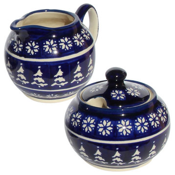 Polish Pottery Sugar Bowl and Creamer, Pattern Number: 243a
