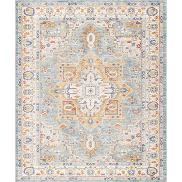 Pasargad Home Heritage Collection Power Loom Rug, Light Blue/Ivory, 3'x5'
