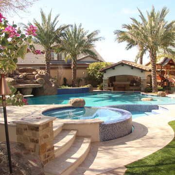 Backyard Oasis - Pool, Spa, Swim-Up Bar, Grotto, Slides & Water Features