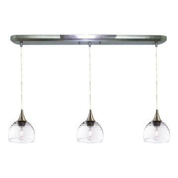 Lucent 3-Light Linear Pendant Form No. 302a, Clear Glass Shades