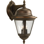 Progress Lighting - 2-Light Wall Lantern, Antique Bronze - Add a touch of rustic appeal and classic styling with beaded detailing in the Westport CFL collection. clear seeded glass compliments the durable powder coat finish in die-cast aluminum frames. Two-light wall lantern.