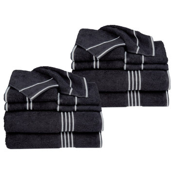 16-Piece Towel Set Cotton Bathroom Accessories, Black