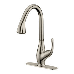 Designers Impressions - Satin Nickel Kitchen Faucet With Pull Out Sprayer - Kitchen Faucets