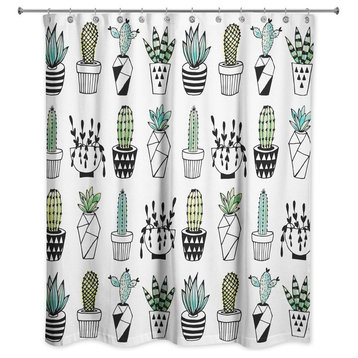 Potted Cacti Print 71x74 Shower Curtain