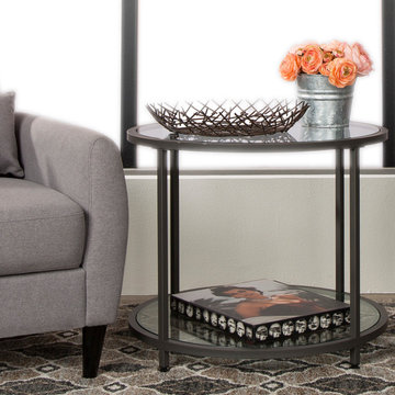 Camber Modern Glass End Table in Pewter 26-inch 71003
