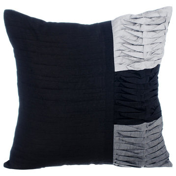 Black Sofa Throws 20"x20" Sofa Throws, Art Silk Modern, Black Cheer
