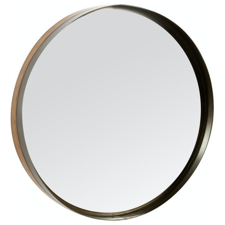 Black Metal Wall Mirror, 32"x32"x5" 43351