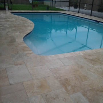 Paver House Travertine Paver Pool Deck Installation