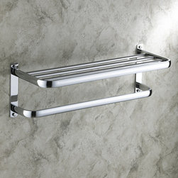 24 Inch Bathroom Shelf Solid Brass Chrome Finishd With Towel Bar TCB7403 - Bathroom Accessories