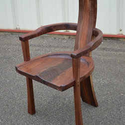 Curvy Backed Walnut Arm Chair - Dining Chairs
