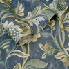 Jacobean Style Floral Non Woven Wallpaper, Navy, Sample