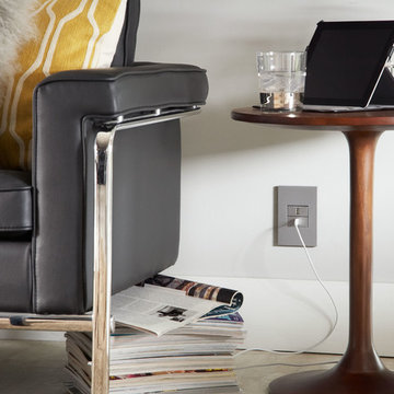 adorne® Half-Size USB Outlets in Magnesium in 1-Gang Wall Plate