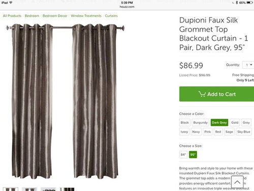 Curtains height/ stacking to one side