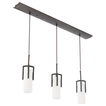 Restoration 3 Light Linear LED Pendant in Oil-rubbed Bronze With White Glass