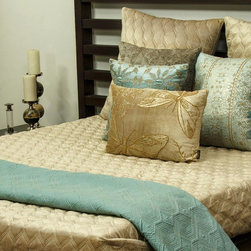 Adrianna Beige Velvet Quilted Bedspreads - Quilts And Quilt Sets