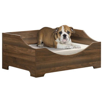 Gibson Brown Alder Wood Finish 36"W Modern Comfy Pet Bed With Cushion