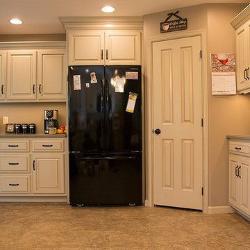 white paint with glaze kitchen