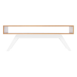 Eastvold Furniture - Elko Coffee Table, White Oak, White Base - Coffee Tables