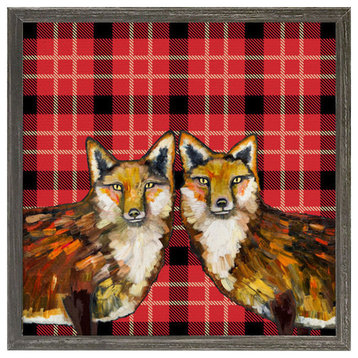 "Tartan, Fox Duo" Mini Framed Canvas Art by Eli Halpin