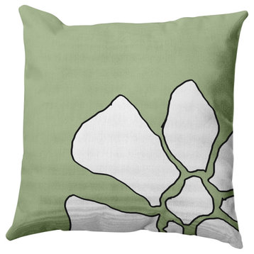 Petal Lines Decorative Throw Pillow, Green, 26x26"