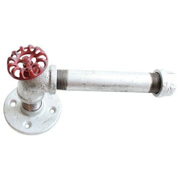 Industrial Pipe Toilet Paper Holder, Galvanized Pipe, 1-Roll, Red Hose Knob