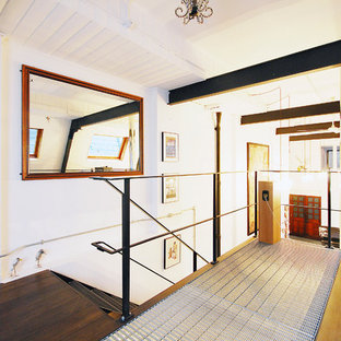 Design ideas for a medium sized industrial metal straight staircase in Gloucestershire with metal risers.